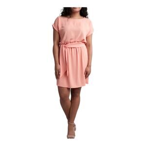Savii Capri melon sunset short sleeves mini belted dress size 3X